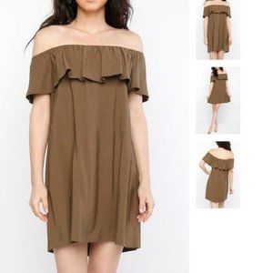 Lumiere Olive Off-Shoulder-Dress NWOT